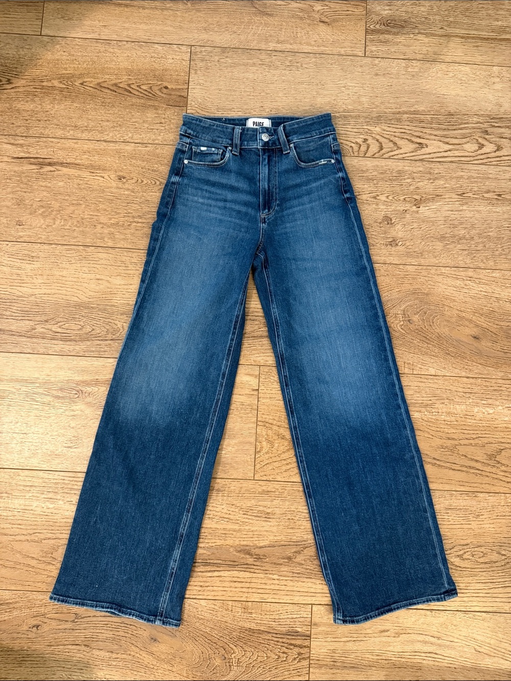 PAIGE Wide-Leg High Rise Jeans - Dark Blue Wash